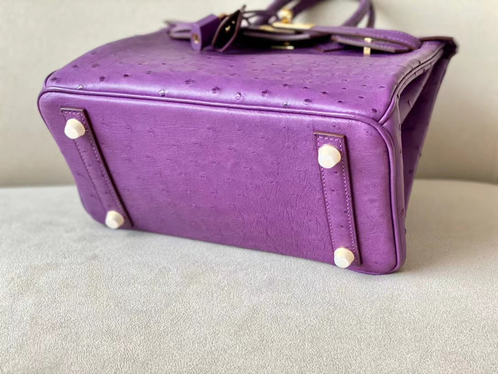 Hermes P9 Anemone Birkin Bag 25cm Ostrich Leather Gold Hardware