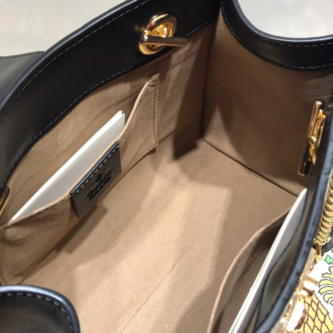 Gucci Padlock small GG bees shoulder bag