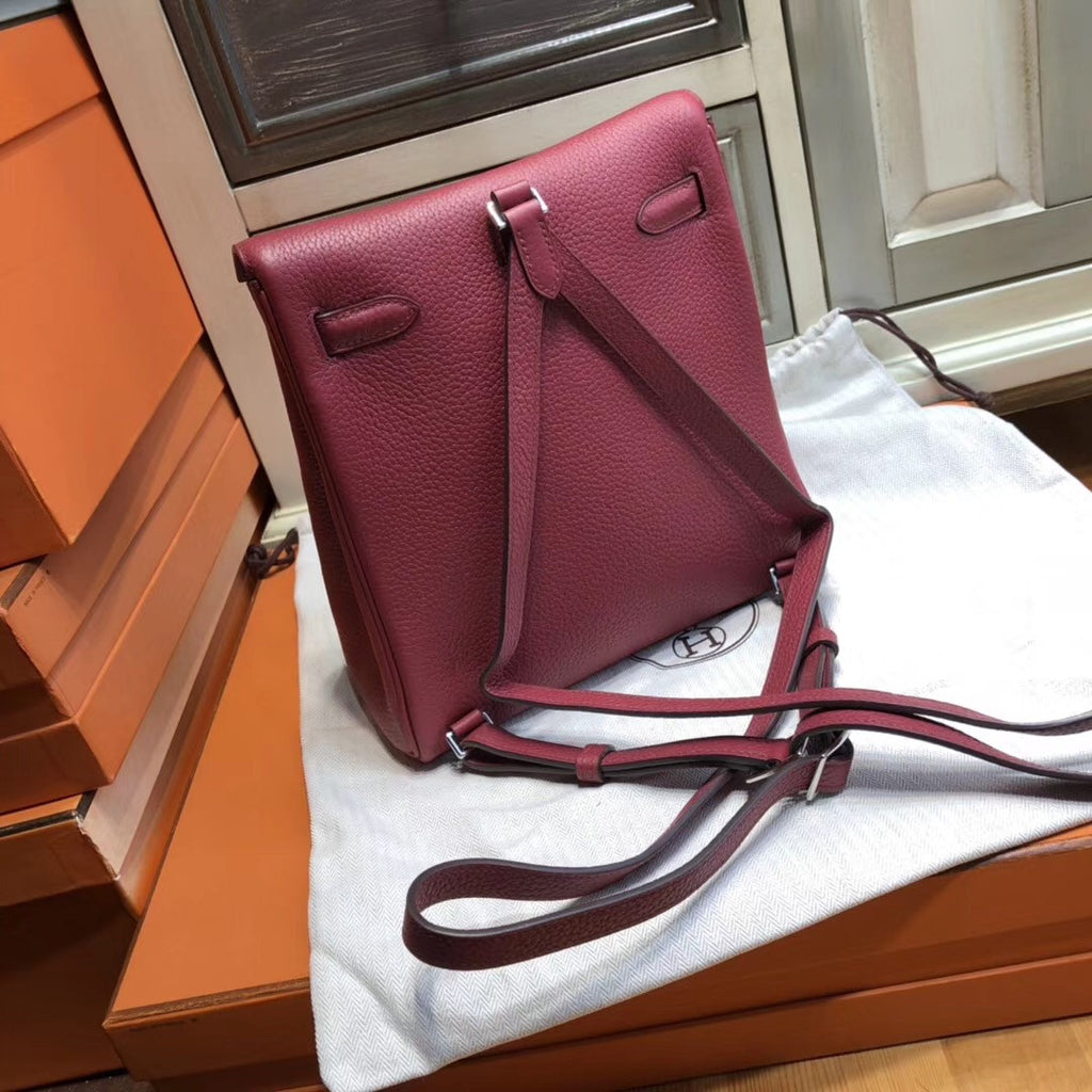 Hermès Kelly Ado Backpack 28cm Togo Leather with Palladium Hardware