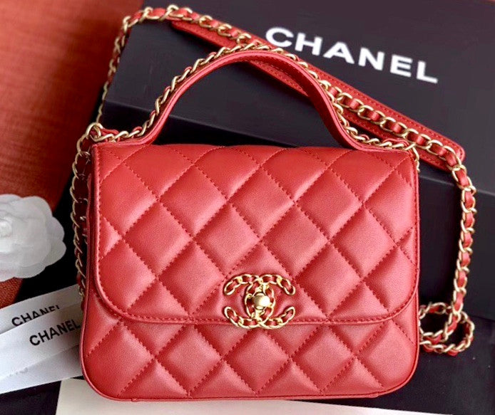 Chanel Flap Bag With Top Handle AS0970 Red