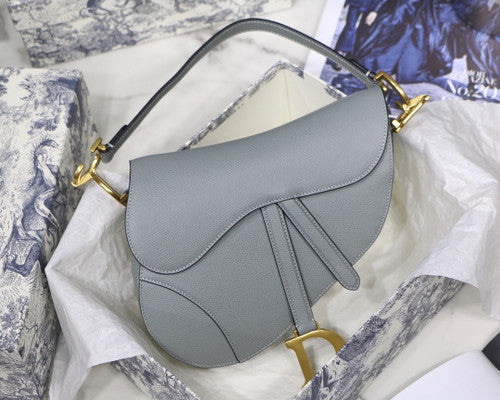 Christian Dior GRAY STONE SADDLE MATTE CALFSKIN BAG