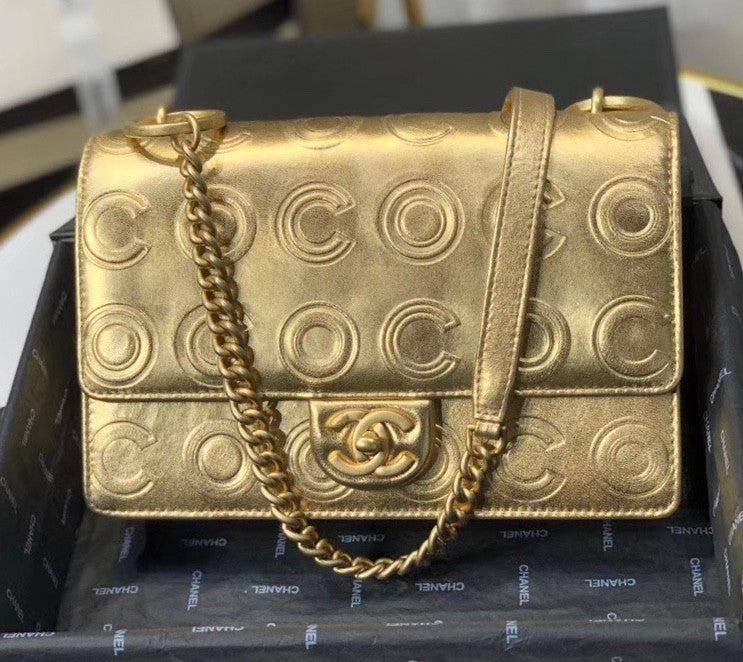 Chanel Metallic Gold Flap Bag AS0932