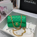 Chanel Flap Bag with  Resin & Gold-Tone Metal Green Small