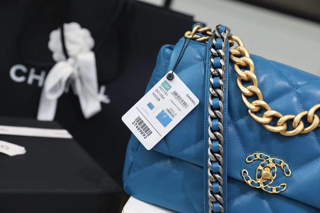 CHANEL 19 Large Flap Bag Blue