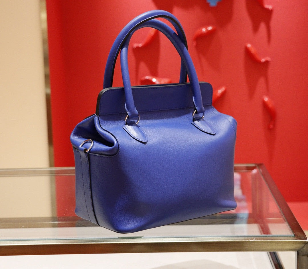 Hermes 26cm Toolbox Bag Blue Electric Swift Calf Leather