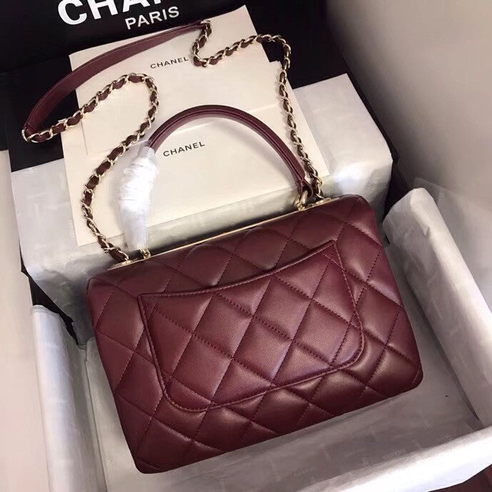 Chanel  Small Trendy CC Top Handle Bag Quilted Lambskin Bordeaux