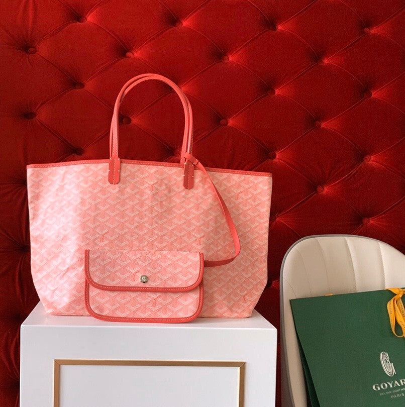 Goyard Limited Edition "LOVE"   St Louis GM Tote Pink Chevron Bag