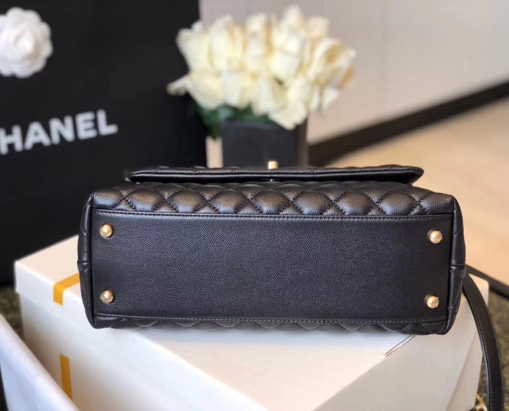 Chanel Mini Coco Handle Bag with Calfskin  Handle Black