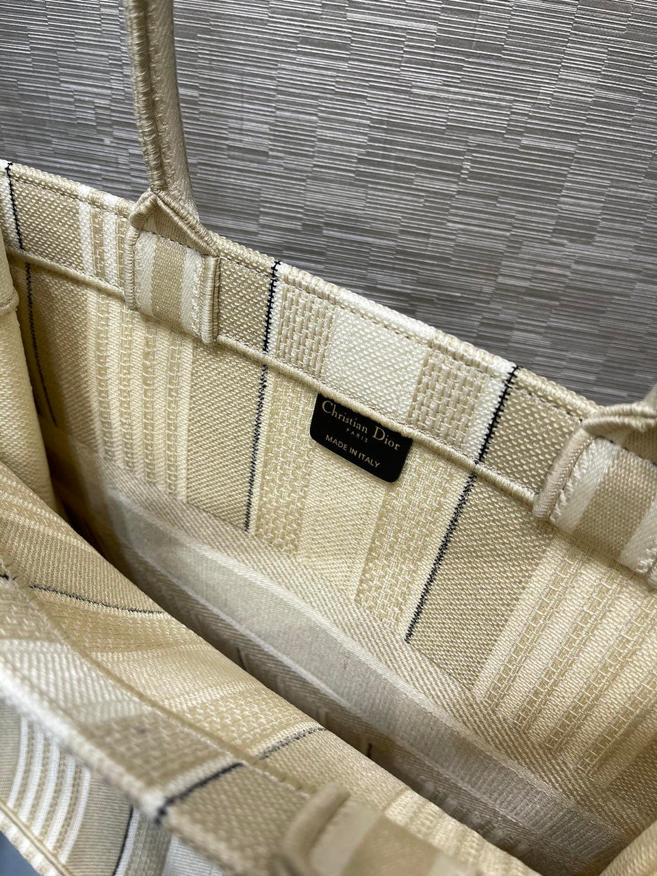 Christian Dior DIOR BOOK TOTE Beige Stripes Embroidery Reference: M1286ZJAT_M925