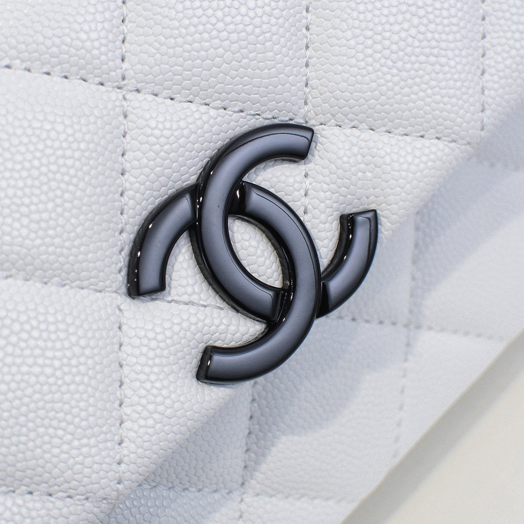 Chanel Small Grained Calfskin Lacquered Logo Flap Bag