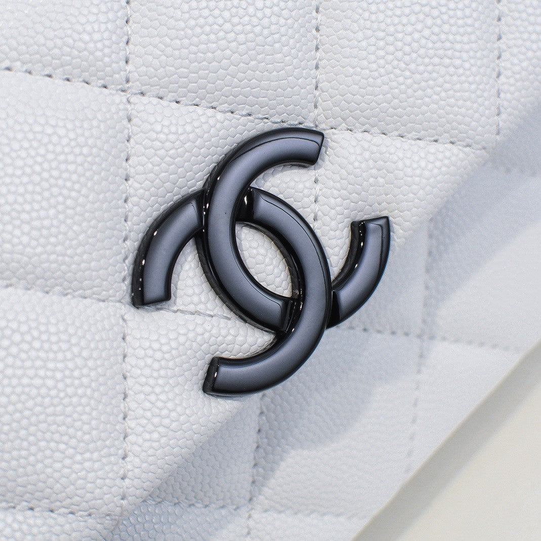 Chanel Small Grained Calfskin Lacquered Logo Flap Bag