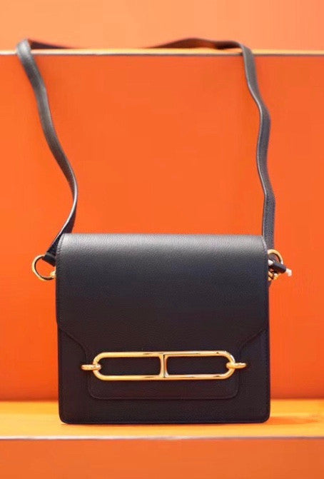Hermes Black Evercolor Calfskin Mini Roulis Bag