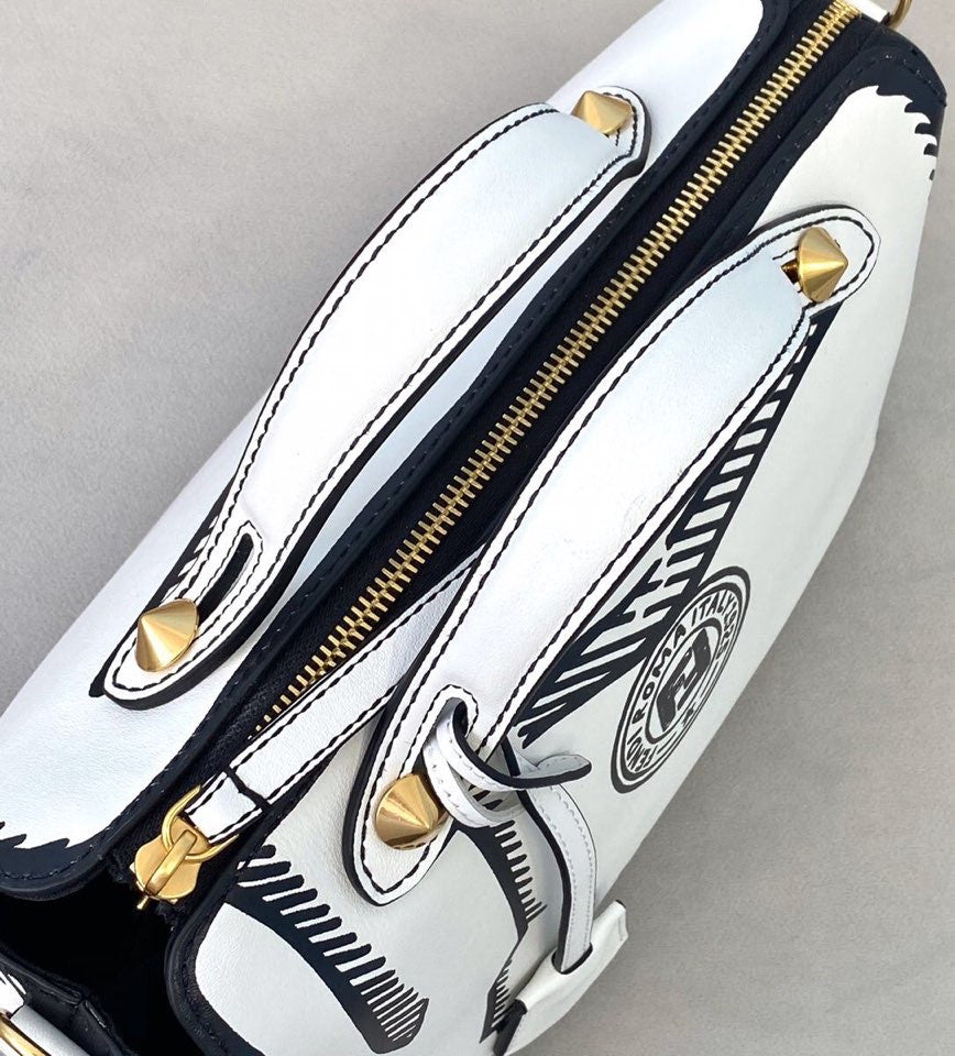 Fendi BY THE WAY MEDIUM White leather printed Boston bag