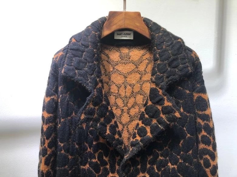 Saint Laurent TAILORED COAT IN LEOPARD-PRINT WOOL AND MOHAIR JACQUARD