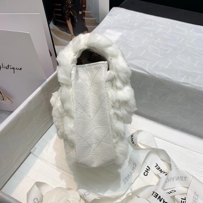 Chanel Shearling Lambskin Mini 2.55 Handbag White