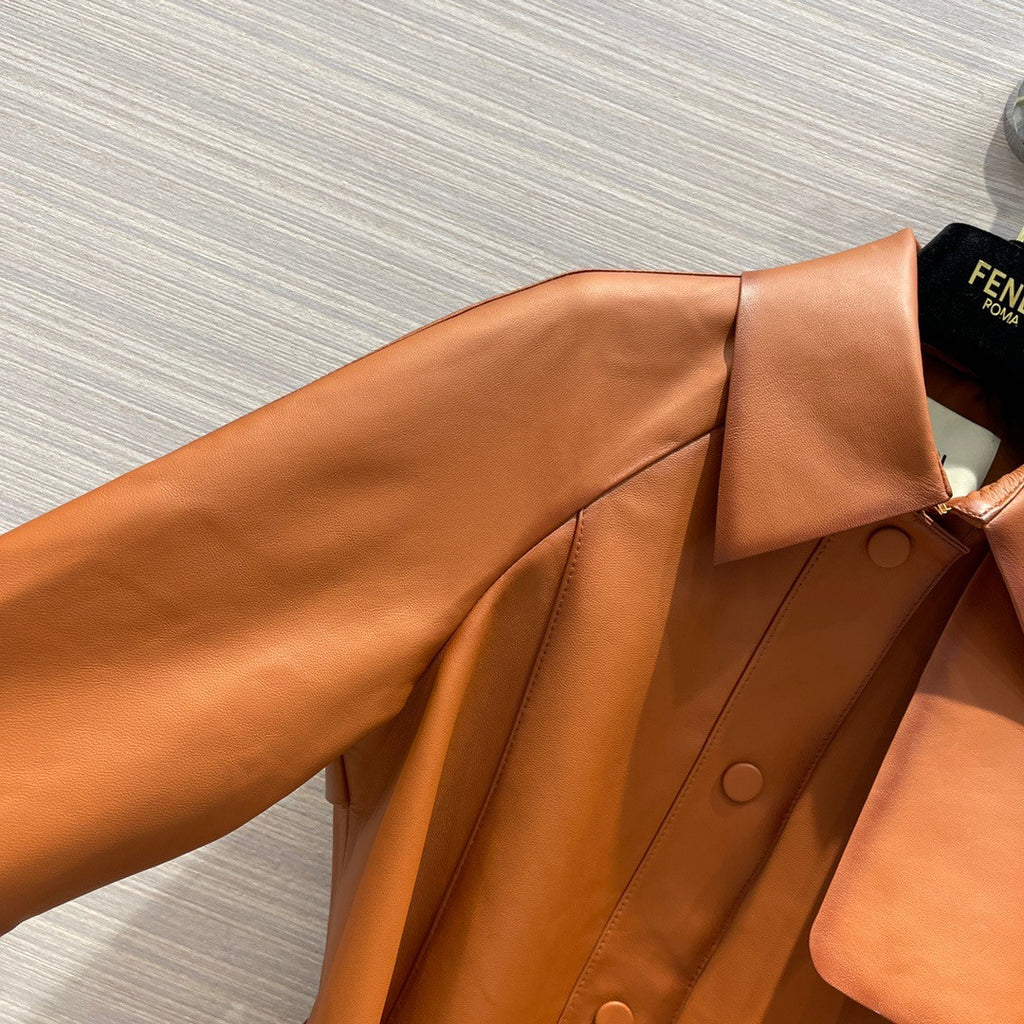 Fendi Tan waxed leather jacket