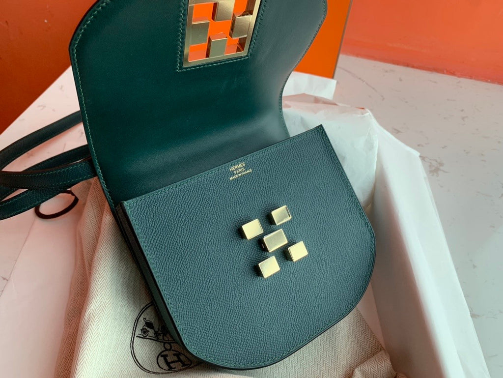 Hermes 6O Vert Cypres Mosaique au 24 - 17 bag Gold Hardware