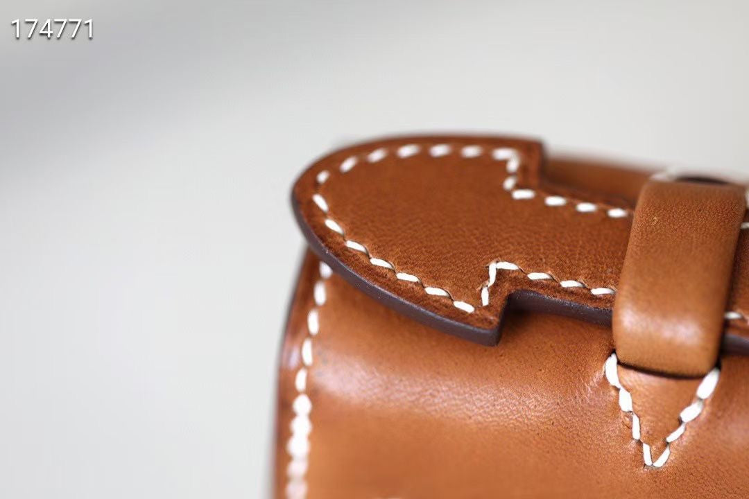 Hermès Limited Edition Mini Kelly Pochette Barenia Natara  leather/ Toile  Palladium hardware