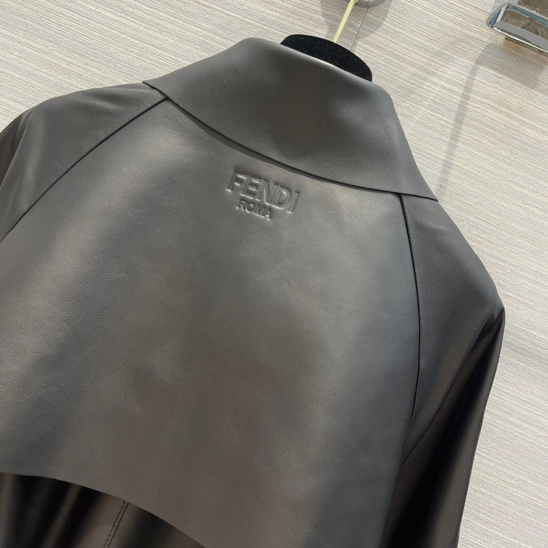 Fendi Black waxed leather jacket