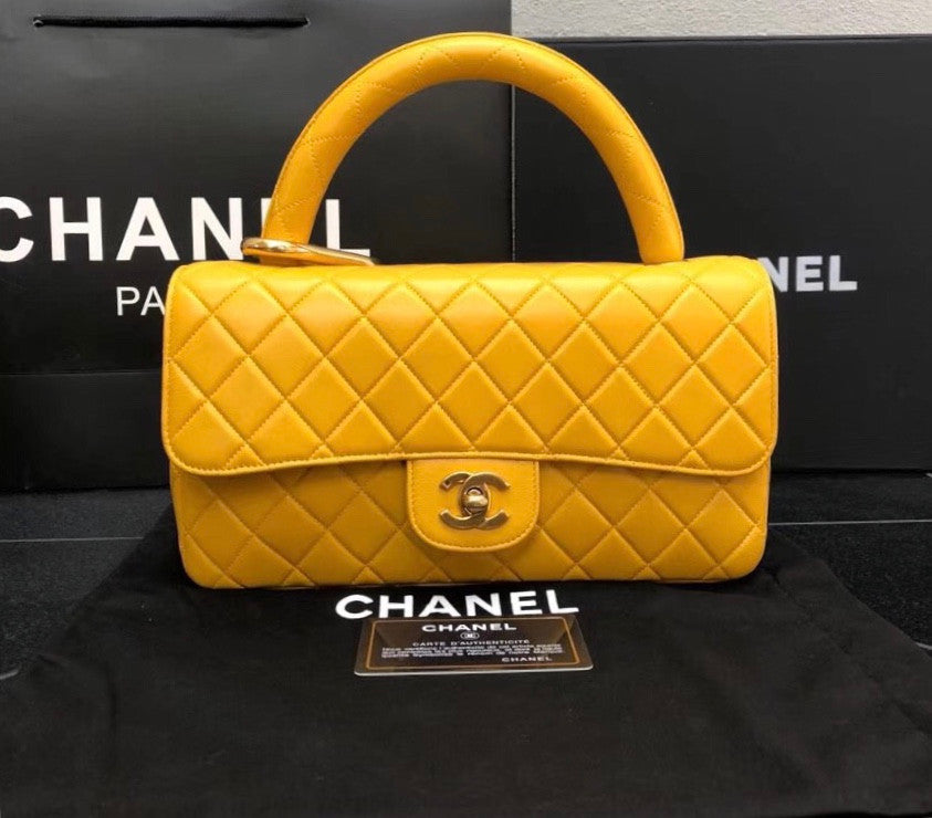 Chanel vintage duo flap bag Yellow