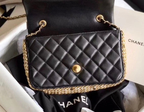 Chanel Limited Edition Flap Bag with Imitation Pearls & Gold Metal