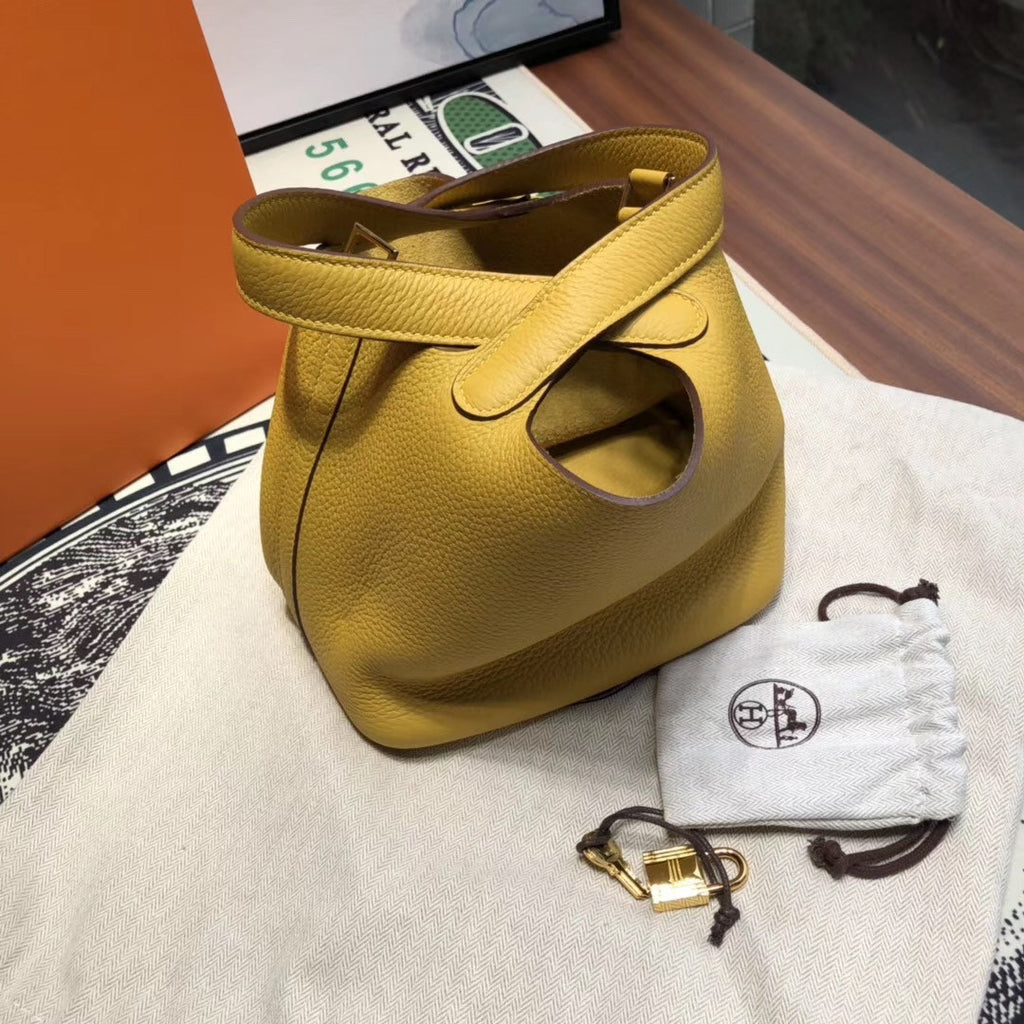 Hermes 9D Amber   Picotin Lock 18 Togo Leather Bag