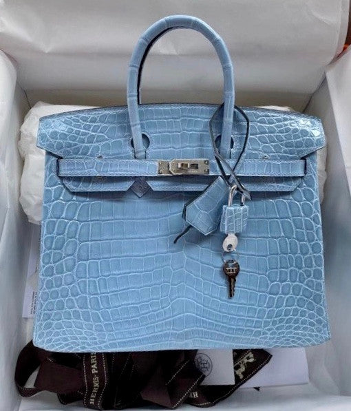 Hermes P3 Bleu Du Nord Birkin Bag 25cm Niloticus Crocodile Palladium Hardware