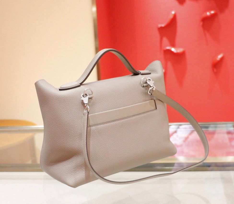 Hermes Kelly 24/24 M8 Gris Asphalte Taurillon Clemence Maurice Leather with Palladium Hardware