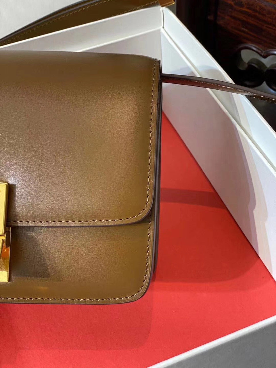 Celine SMALL CLASSIC BAG IN BOX CALFSKIN CAMEL