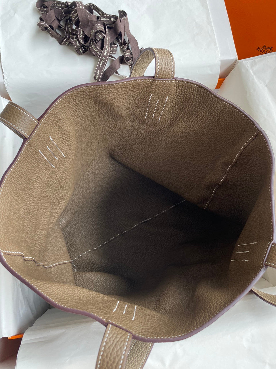 Hermes Double Sens Tote 30 Etoupe & Gris Tourterelle