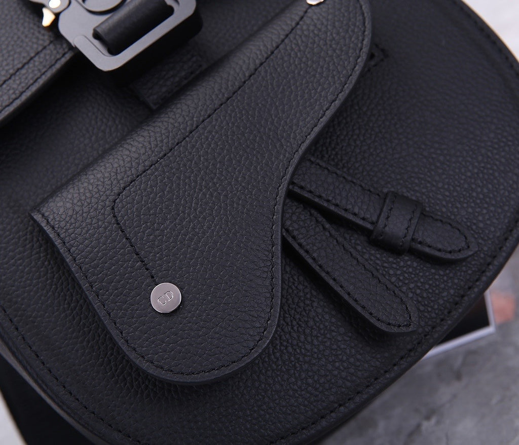 Christian Dior SADDLE BACKPACK Black Grained Calfskin