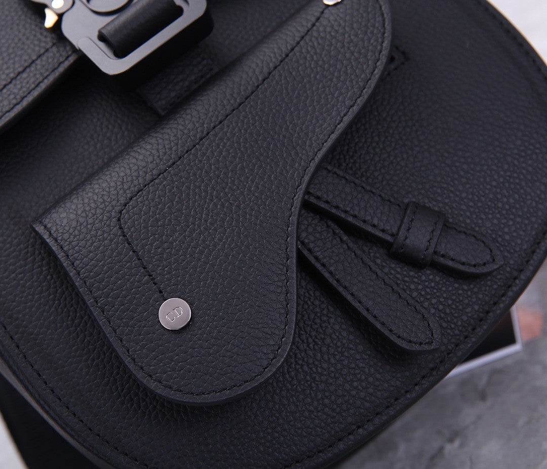 Christian Dior SADDLE BACKPACK Black Grained Calfskin