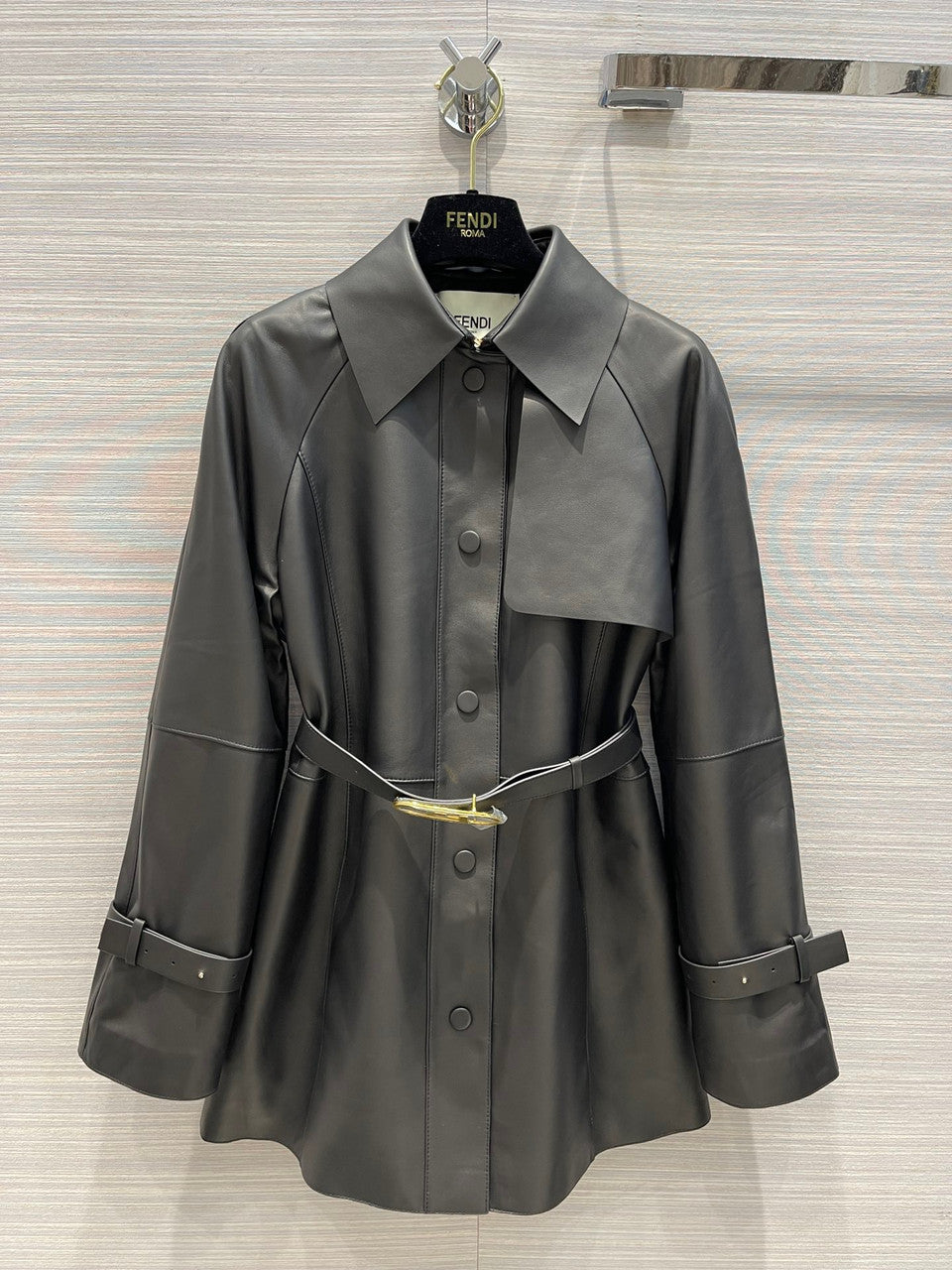Fendi Black waxed leather jacket