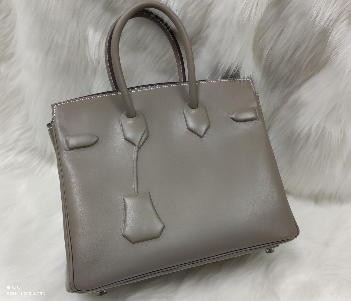 Hermes Shadow Birkin 25 Bag 8F Etain Evercalf Limited Edition