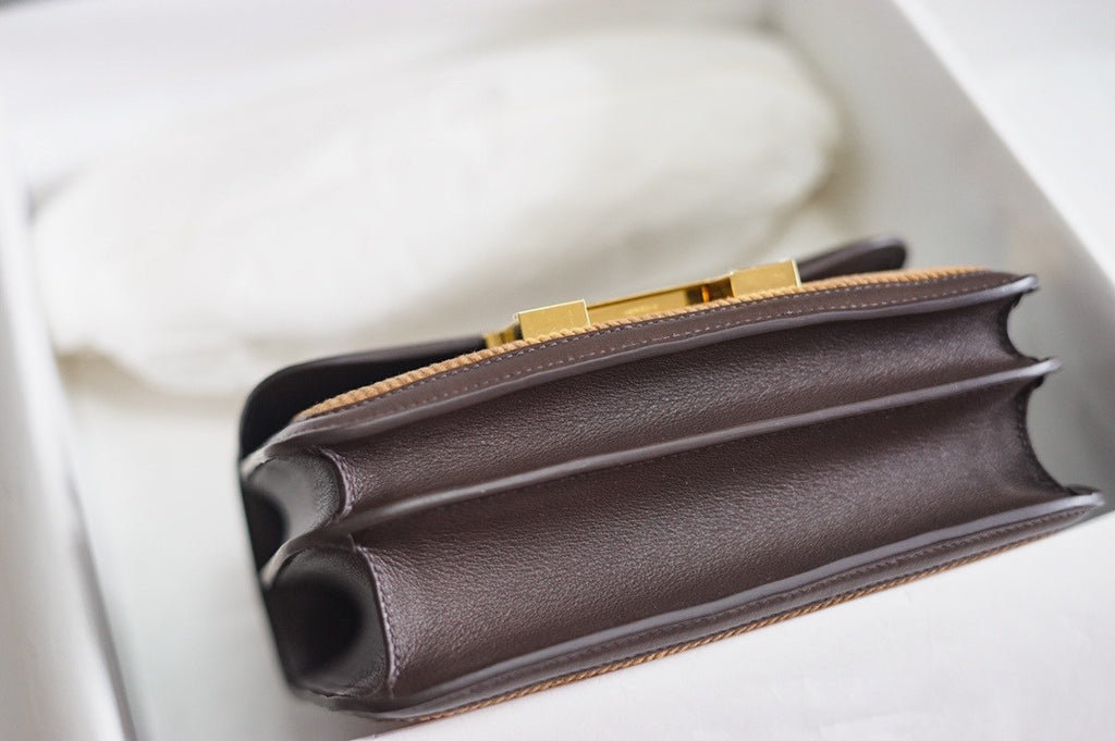 Hermès Brown Corduroy Constance 23cm  Gold GHW