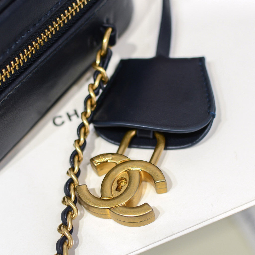 Chanel Small Vanity Case Navy Blue