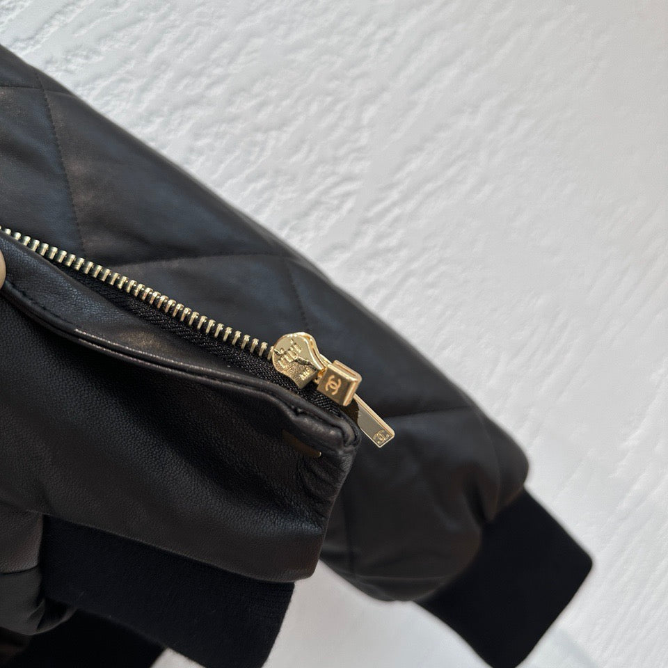 Chanel Quilted Leather Bomber Jacket with Detachable Fur Collar and CC Logo Buttons — Fall/Winter 2026-2027 Chanel