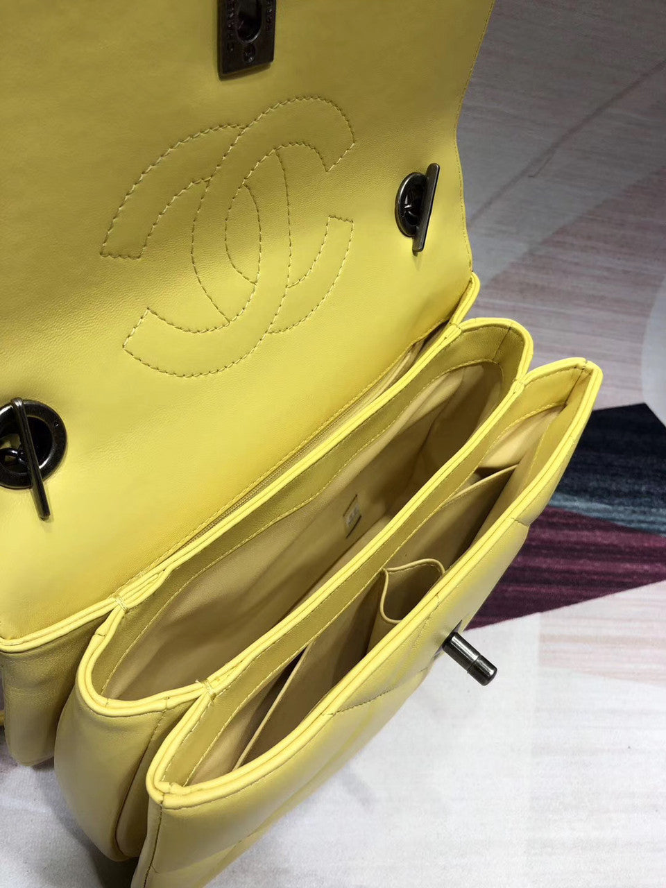 Chanel Small Flap Bag With Top Handle A92236 Yellow