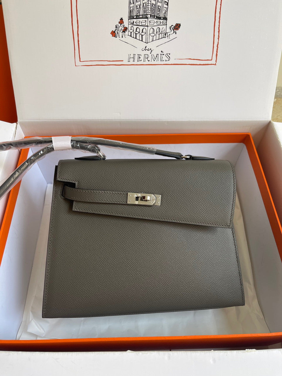 Hermes Kelly Sellier 20 en Desordre Etain