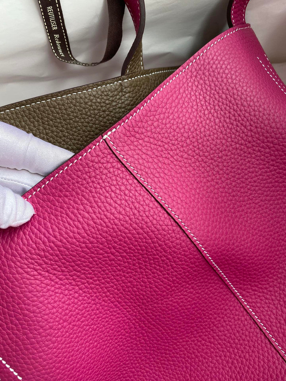 Hermes Double Sens Tote 30 Etoupe & Rose Pourpre