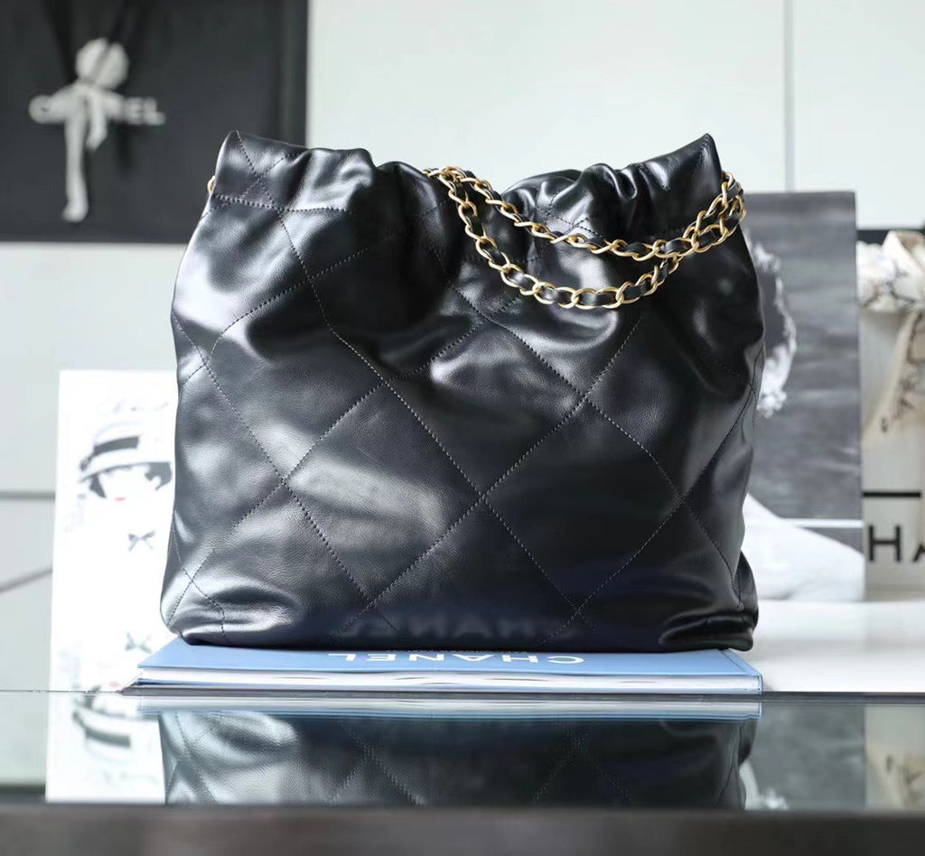 CHANEL 22 SMALL HANDBAG WHITE ENAMEL LOGO