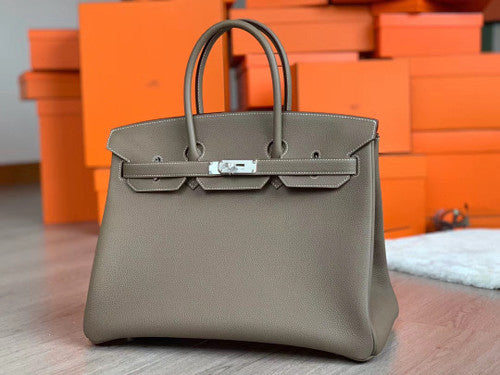 Hermès Etoupe  35 Togo Leather Palladium  Hardware