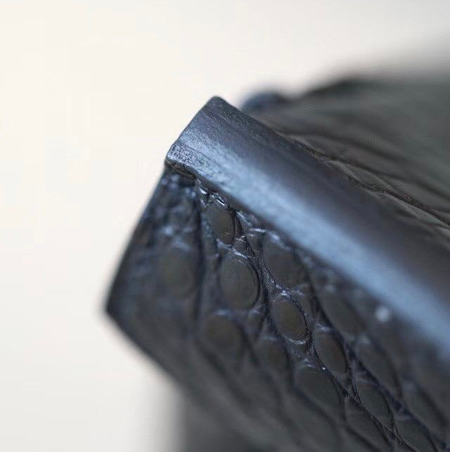 HERMES SO-BLACK BIRKIN 30 Matt alligator crocodile skin, Black hardware