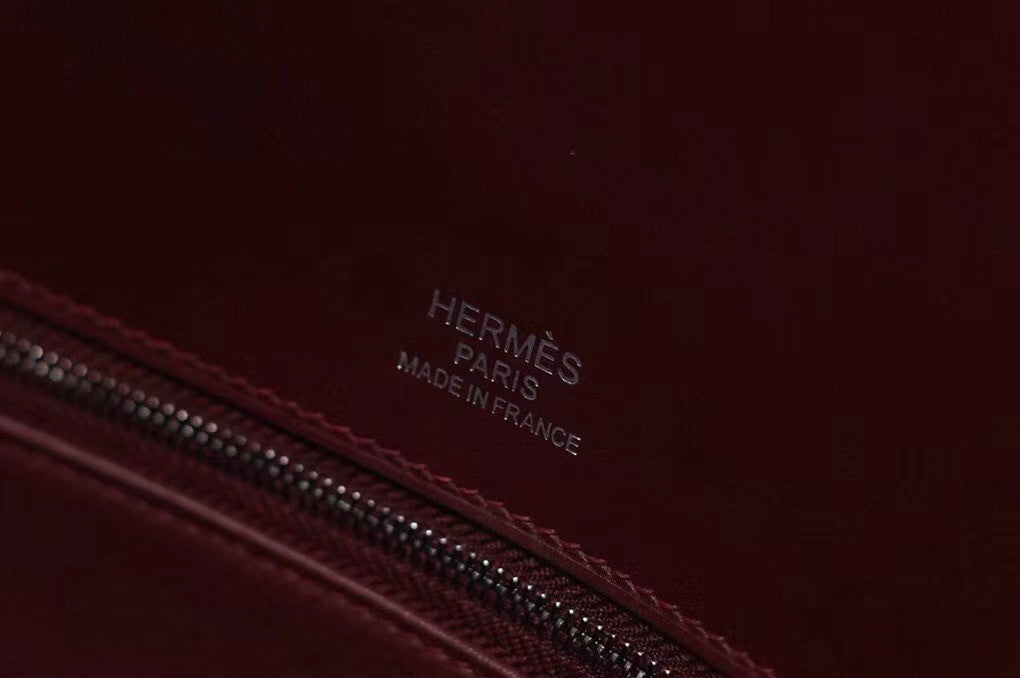 Hermes Shadow Birkin 30 Bordeaux Toile/ Box Leather  Palladium Hardware