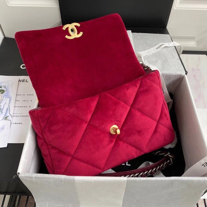 Chanel Velvet 19 flap bag Red