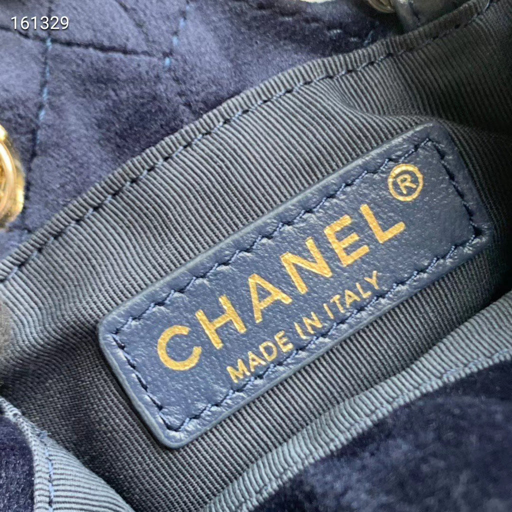 Chanel Velvet Drawstring Bag Blue