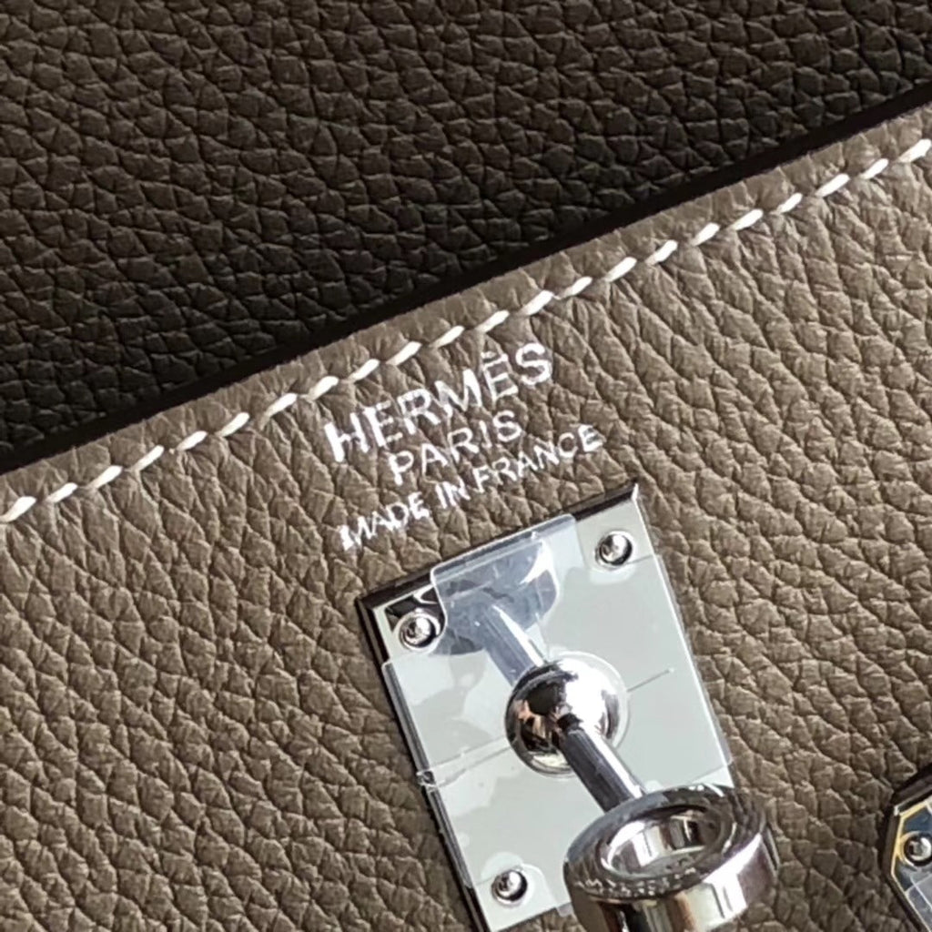 Hermes ETOUPE  Kelly 25 cm Togo Palladium  Hardware