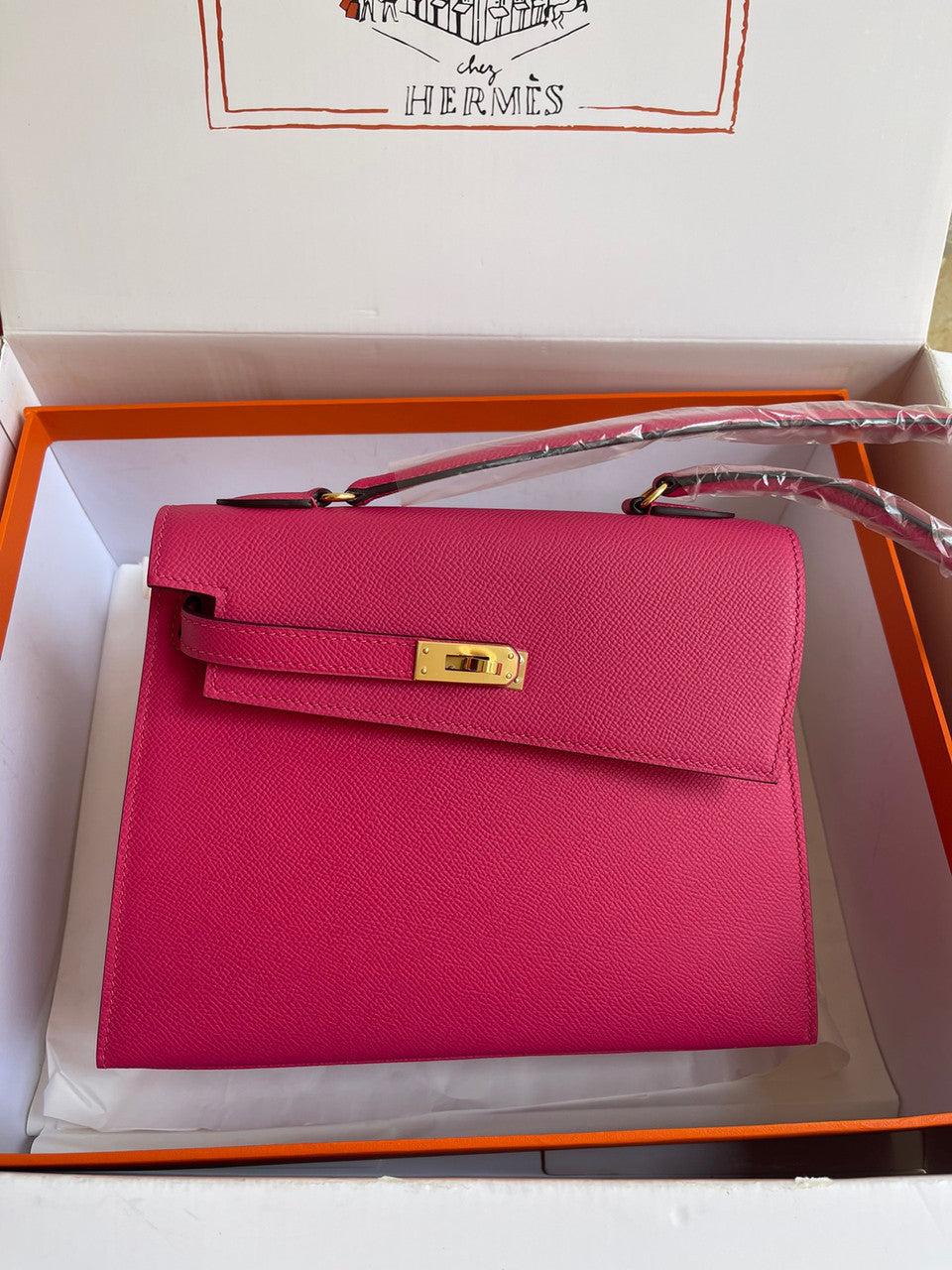 Hermes Kelly Sellier 20 en Desordre Fuschia