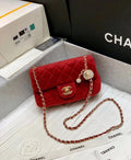 Chanel Velvet Flap Bag Red