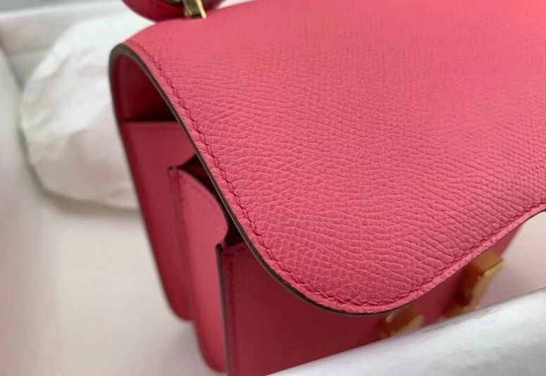 Hermes 8W Rose Azalee Constance Epsom leather 18cm Gold Hardware